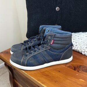 Men Levi Denim Dark High Top Sneakers